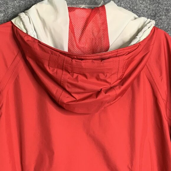 LL Bean GoreTex Windbreaker Jacket Women Medium Red Hooded Zip Front Lined - Picture 15 of 15